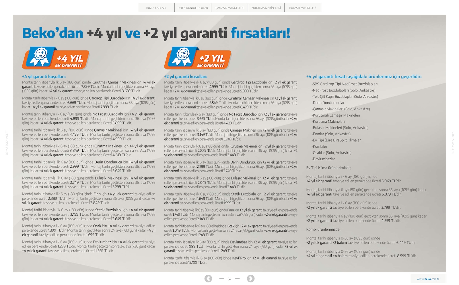 Beyaz Eşya Broşürü - Sayfa 54