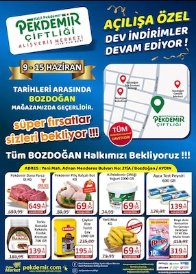 Pekdemir Market Bozdoğan Şubesi'ne Özel Açılış İndirim Broşürü Kapak Görseli